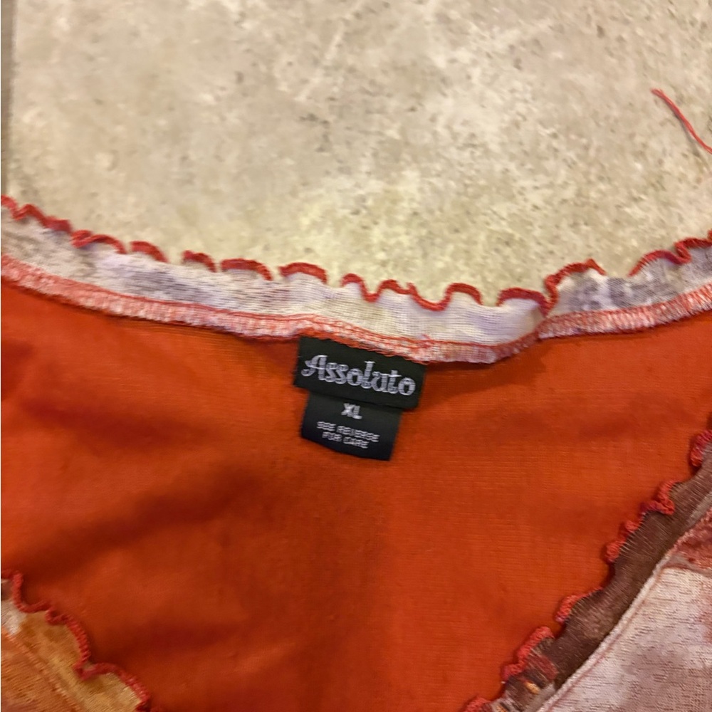 Artistic Patchwork V-Neck Blouse - image 2